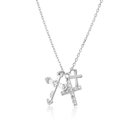 Cross Triple Cubic Zirconia Necklace | Vallria