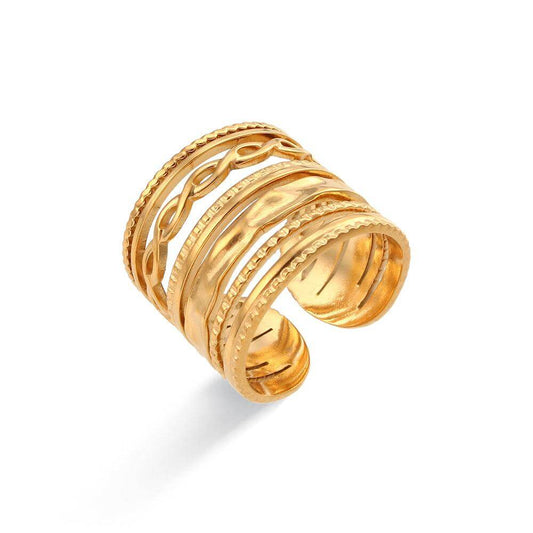 Long Chloé Textured Ring | Vallria