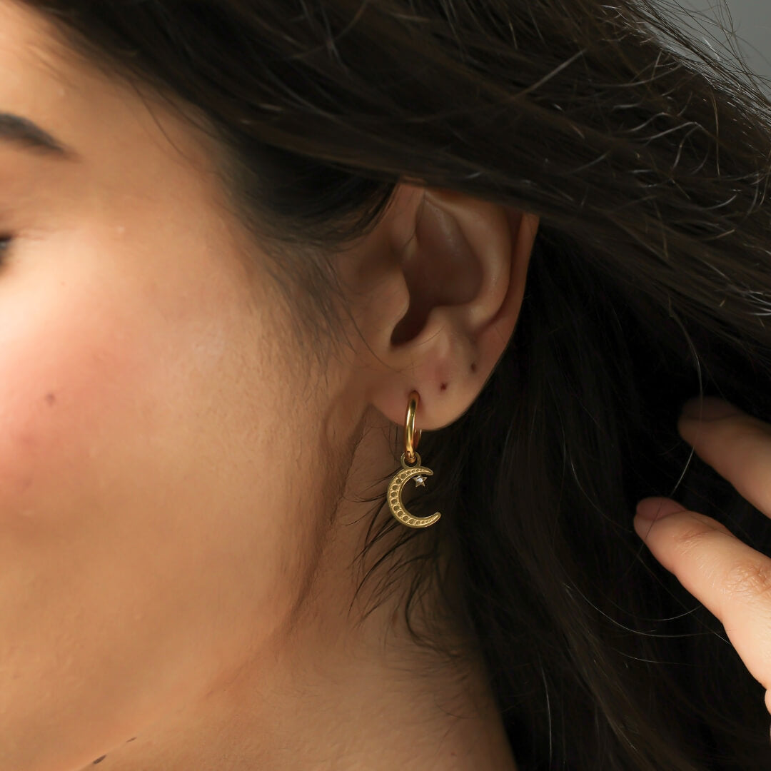Hoop Sun and Moon Earring | Vallria