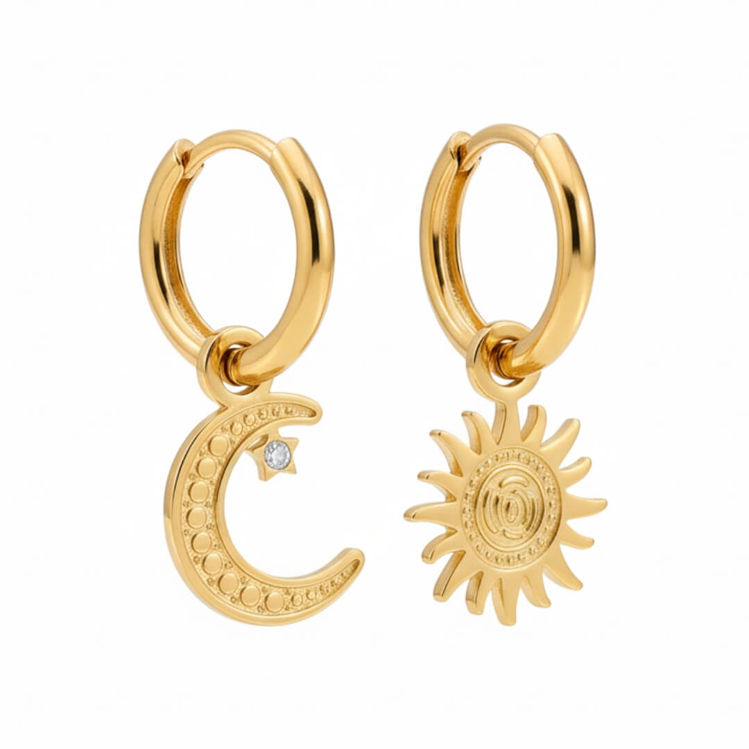 Hoop Sun and Moon Earring | Vallria