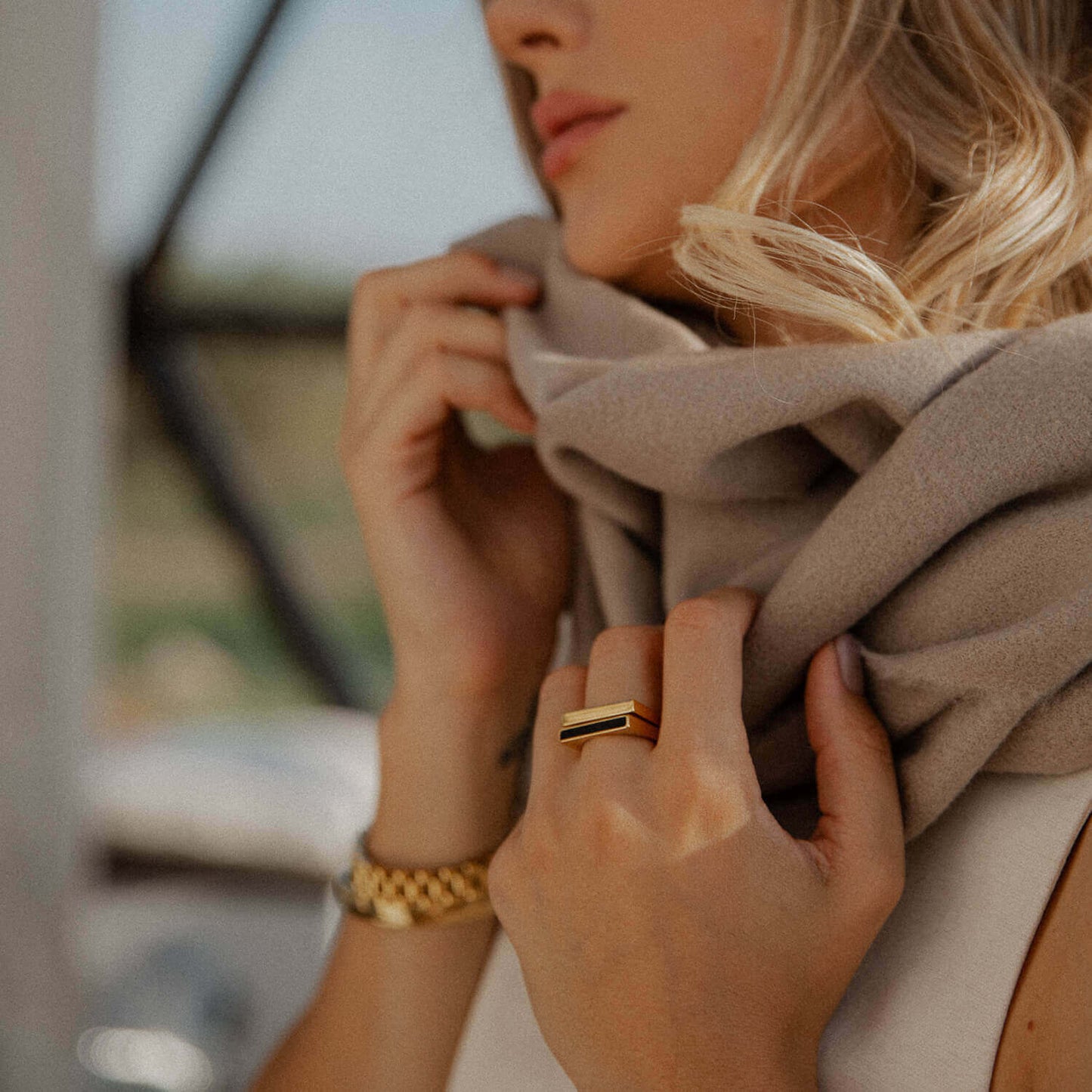 Square Geometric Cesare Ring | Vallria