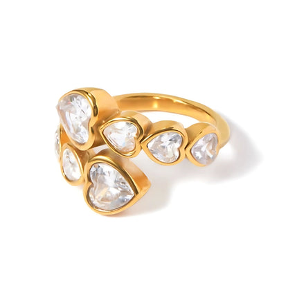 Hearts Cubic Zirconia Ring | Vallria