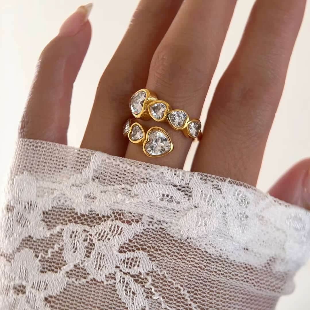 Hearts Cubic Zirconia Ring | Vallria