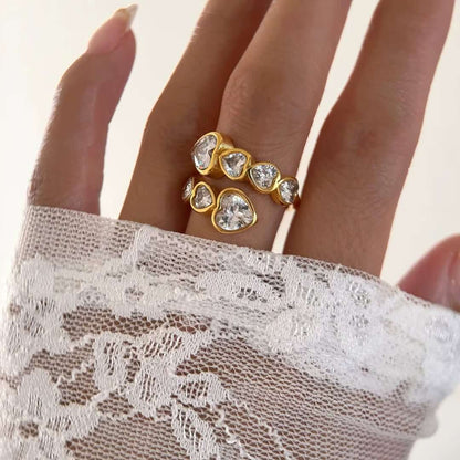 Hearts Cubic Zirconia Ring | Vallria