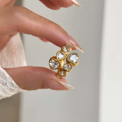 Hearts Cubic Zirconia Ring | Vallria