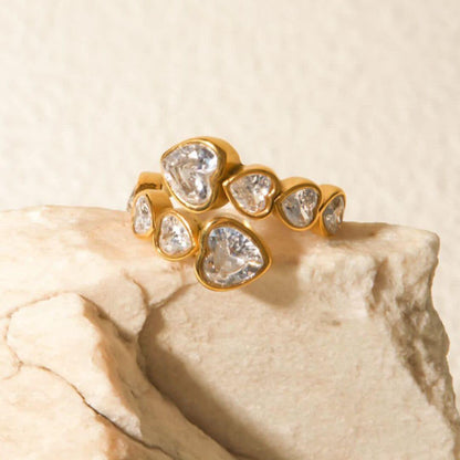 Hearts Cubic Zirconia Ring | Vallria