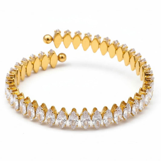 Vicenza Crown of Zirconia Marquise Bangle | Vallria