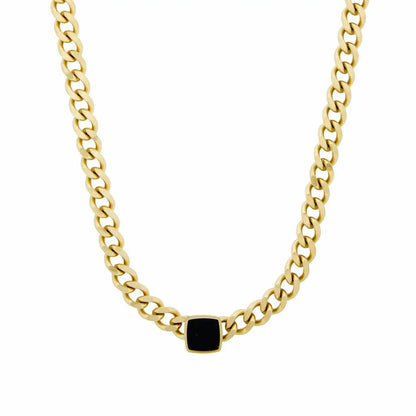 Chain Onyx Square Necklace | Vallria