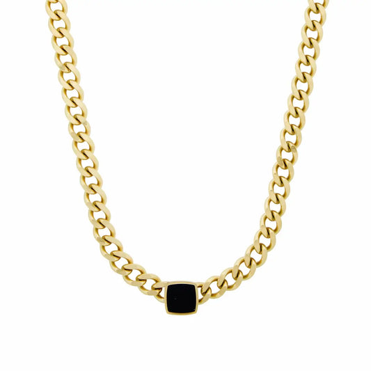 Chain Onyx Square Necklace | Vallria