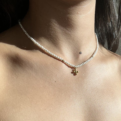 Pearl with Cross Pendant Necklace | Vallria