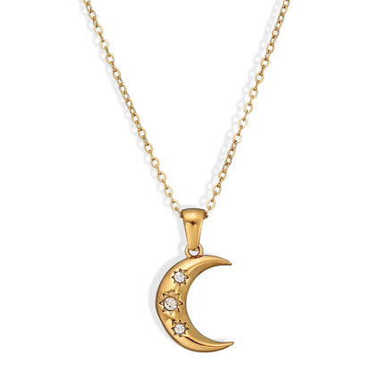 Moon Crescent of Cubic Zirconia Necklace | Vallria
