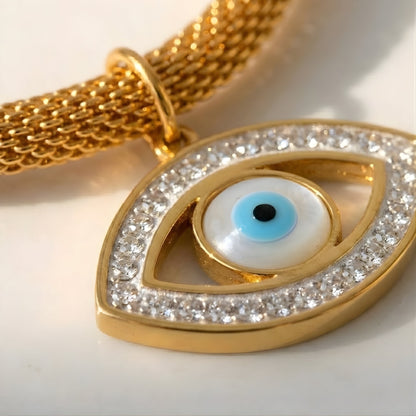 Evil Eye with Pearl Turquoise Necklace | Vallria