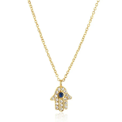 Hamsa Hand with Cubic Zirconia Necklace | Vallria