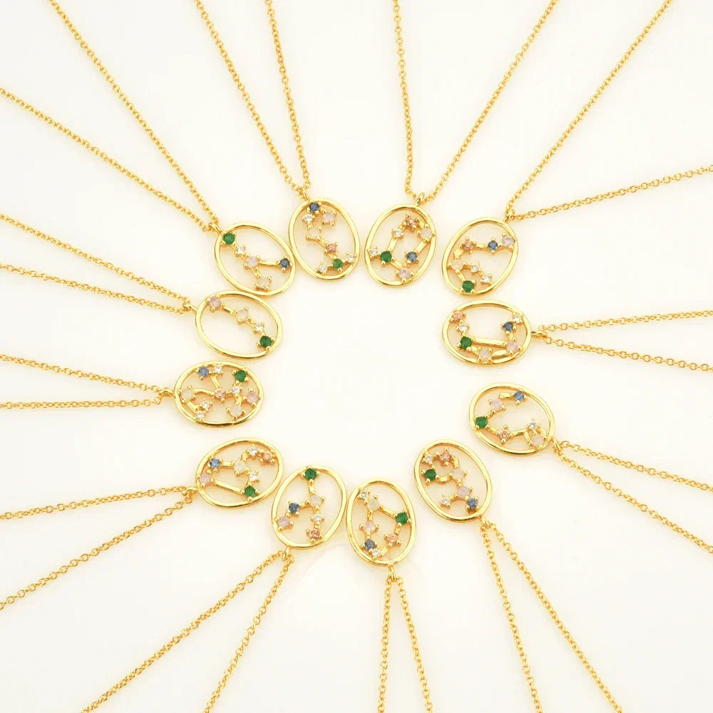 Constellations of Zodiac Zirconium Colorful Necklace | Vallria