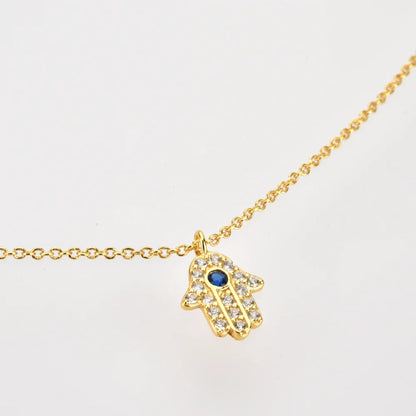 Hamsa Hand with Cubic Zirconia Necklace | Vallria