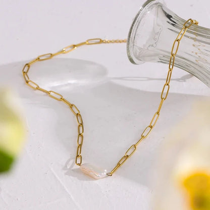 Pearl Rustic with Eslabones Necklace | Vallria