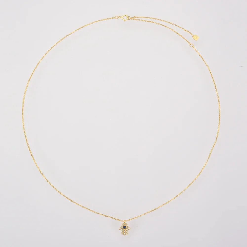 Hamsa Hand with Cubic Zirconia Necklace | Vallria