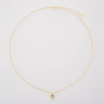Hamsa Hand with Cubic Zirconia Necklace | Vallria