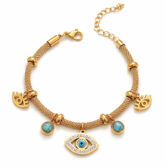 Evil Eye with Pearl Turquoise Bracelet | Vallria