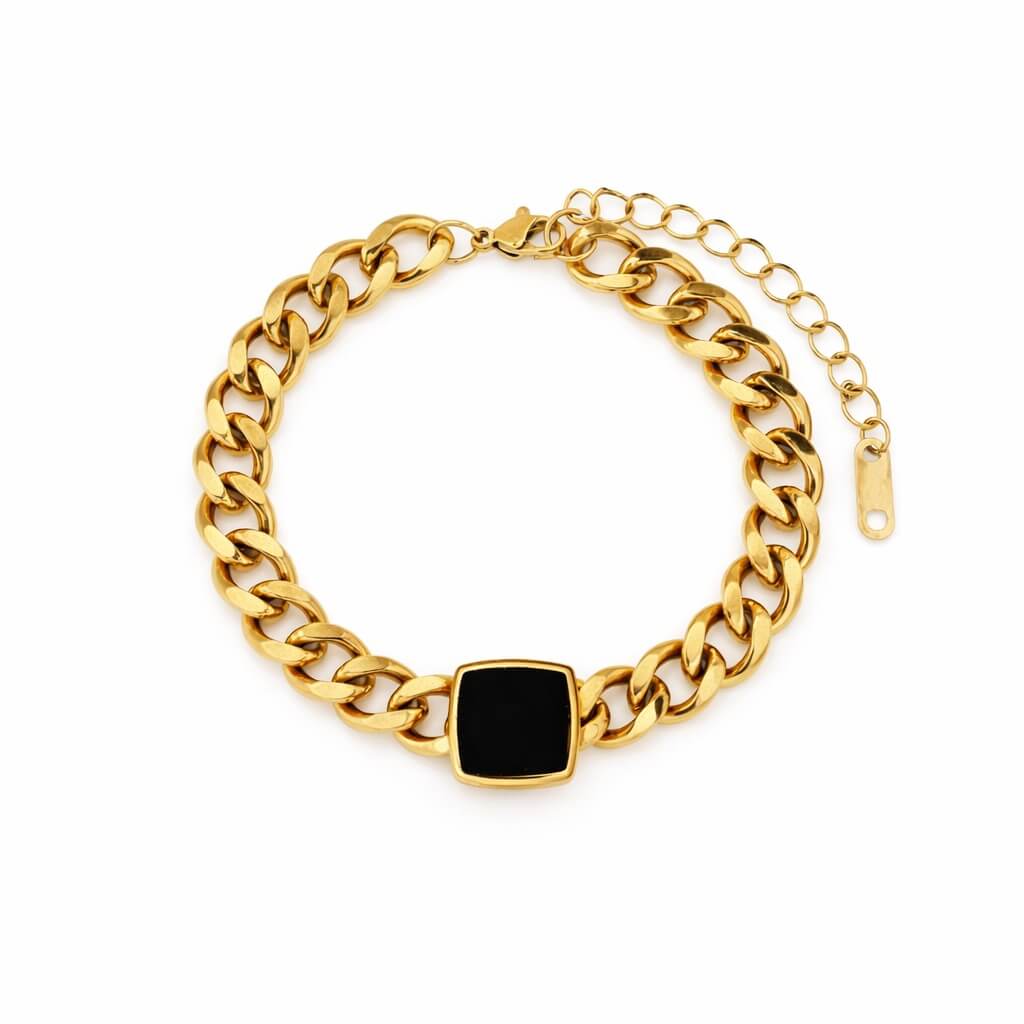 Chain Onyx Square Bracelet | Vallria
