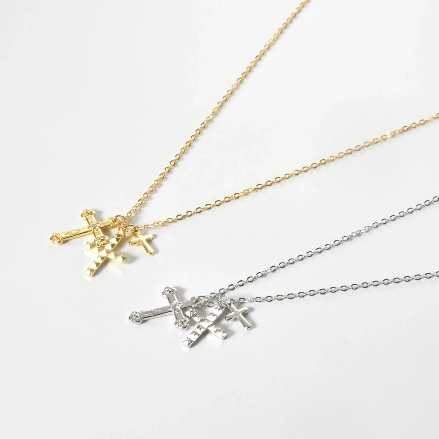 Cross Triple Cubic Zirconia Necklace | Vallria