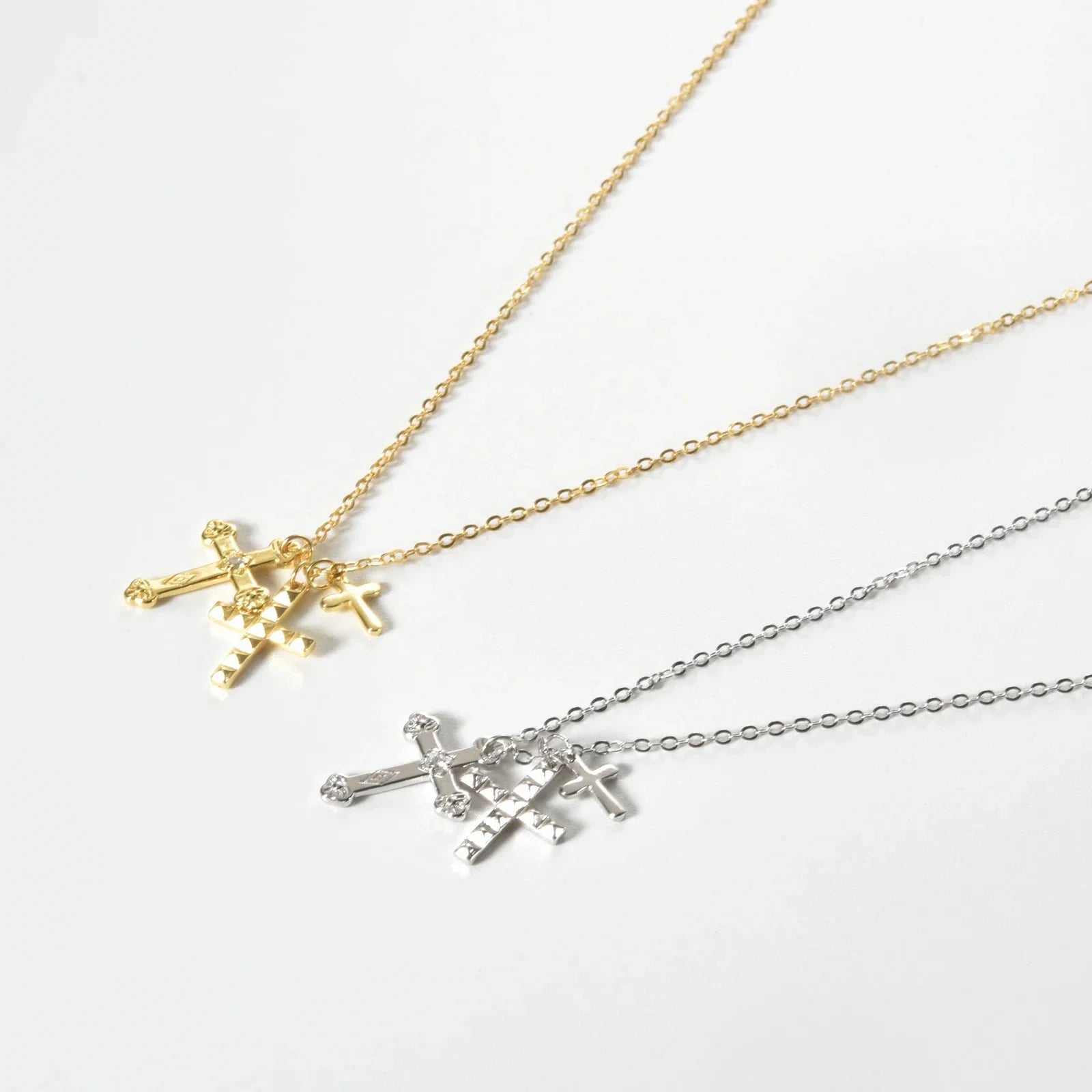 Cross Triple Cubic Zirconia Necklace | Vallria