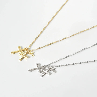 Cross Triple Cubic Zirconia Necklace | Vallria