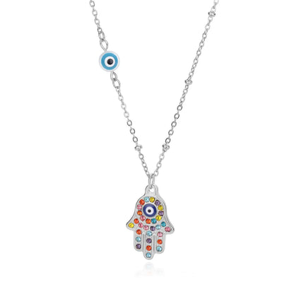 Hamsa Hand with Cubic Zirconia Necklace | Vallria