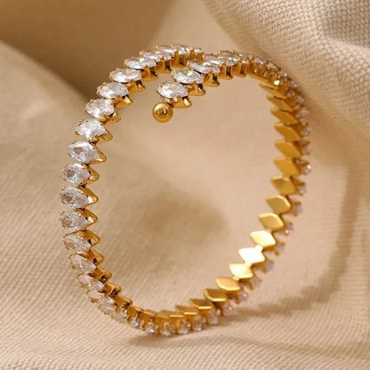 Vicenza Crown of Zirconia Marquise Bangle | Vallria