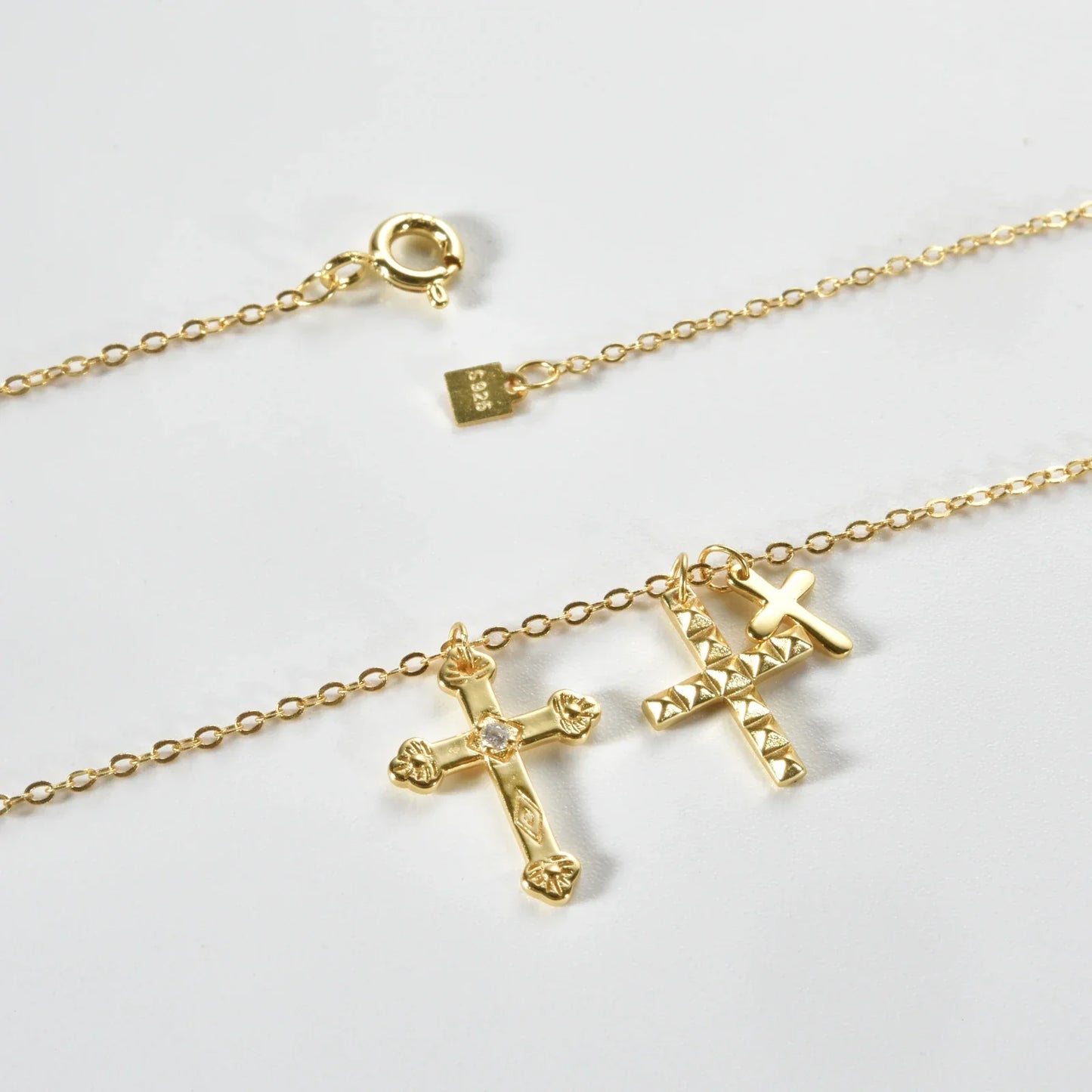 Cross Triple Cubic Zirconia Necklace | Vallria
