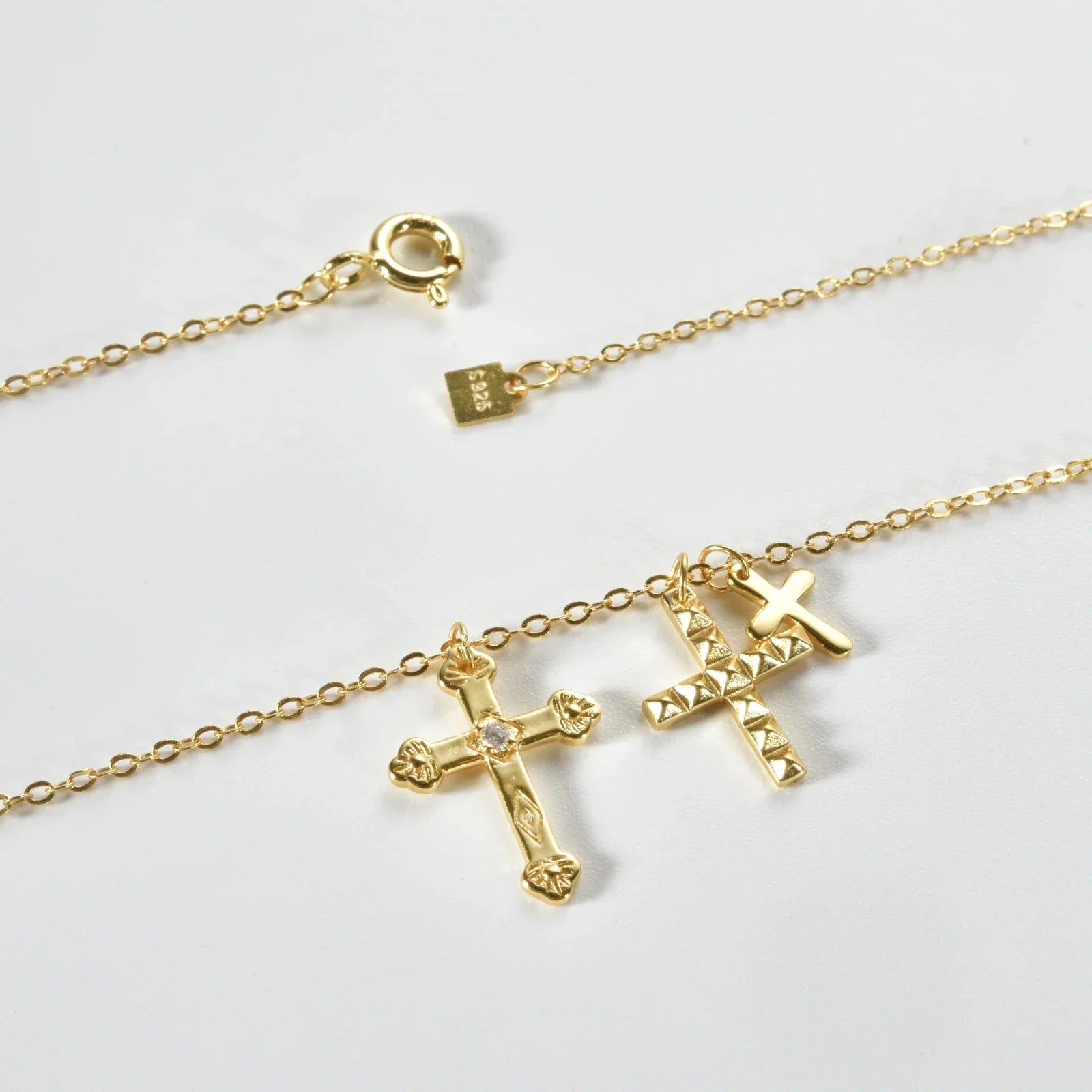 Cross Triple Cubic Zirconia Necklace | Vallria