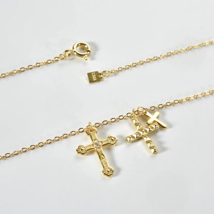 Cross Triple Cubic Zirconia Necklace | Vallria