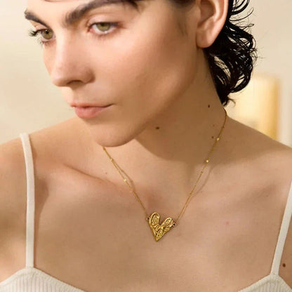 Heart Textured Hammered Necklace | Vallria
