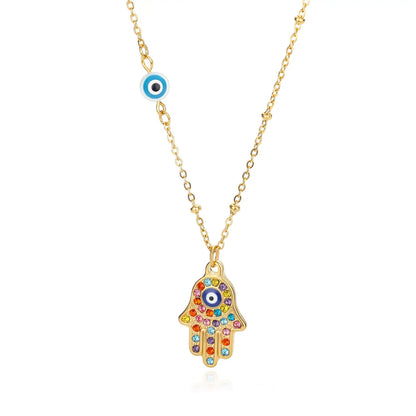 Hamsa Hand with Cubic Zirconia Necklace | Vallria