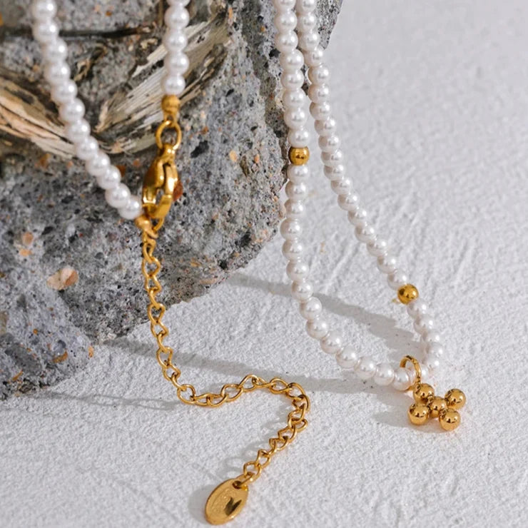 Pearl with Cross Pendant Necklace | Vallria