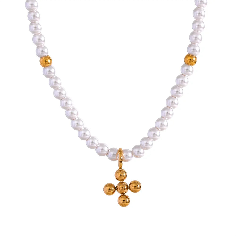 Pearl with Cross Pendant Necklace | Vallria