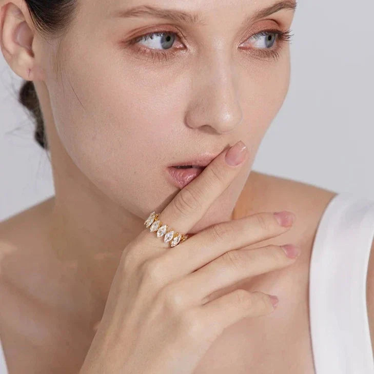 Vicenza with Crown of Cubic Zirconia Marquise Ring | Vallria