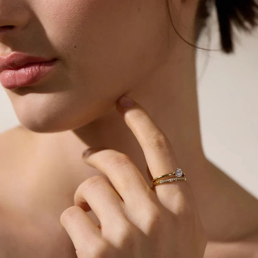 Double Studded Solitaire Ring | Vallria