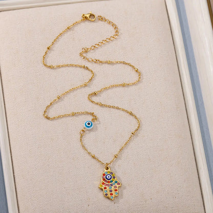 Hamsa Hand with Cubic Zirconia Necklace | Vallria