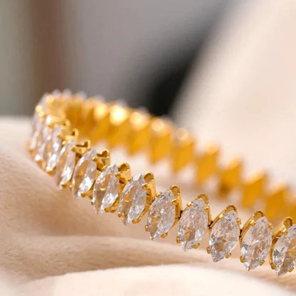 Vicenza Crown of Zirconia Marquise Bangle | Vallria