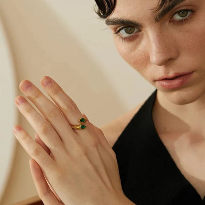 Snake Adjustable with Cubic Zirconia Ring | Vallria