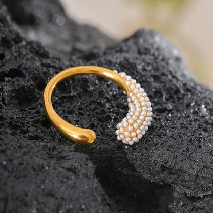 Spike with Pearls Adjustable Ring | Vallria