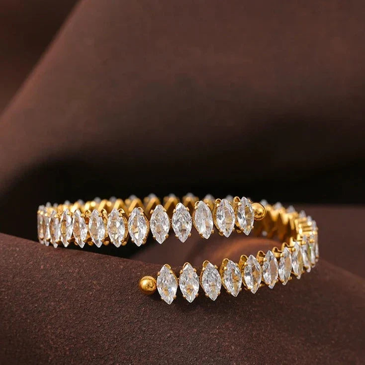 Vicenza Crown of Zirconia Marquise Bangle | Vallria