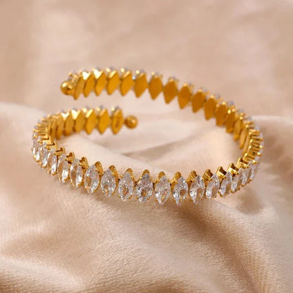 Vicenza Crown of Zirconia Marquise Bangle | Vallria