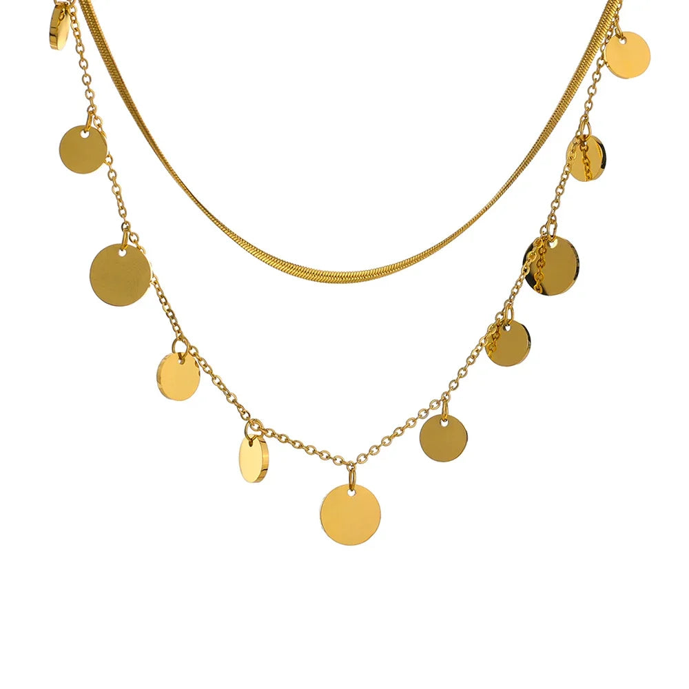 Necklace of Layers with Medallions and Mesh Mix | Vallria