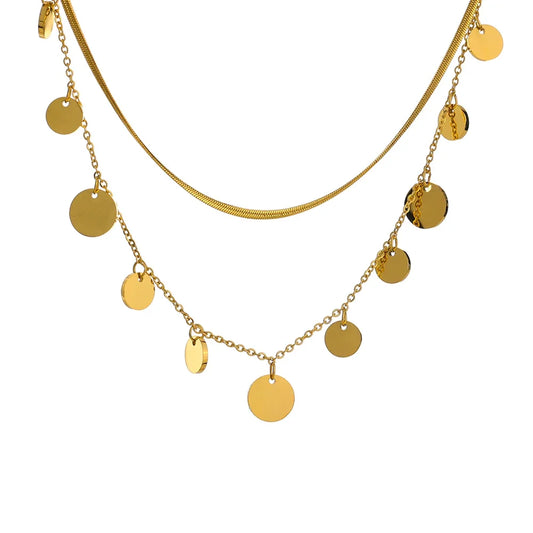 Necklace of Layers with Medallions and Mesh Mix | Vallria