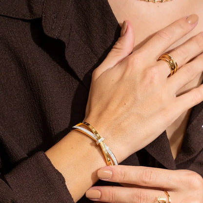Roman Cubic Zirconia Bangle | Vallria