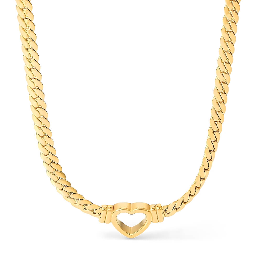 Heart with Chain Link Chunky Necklace | Vallria