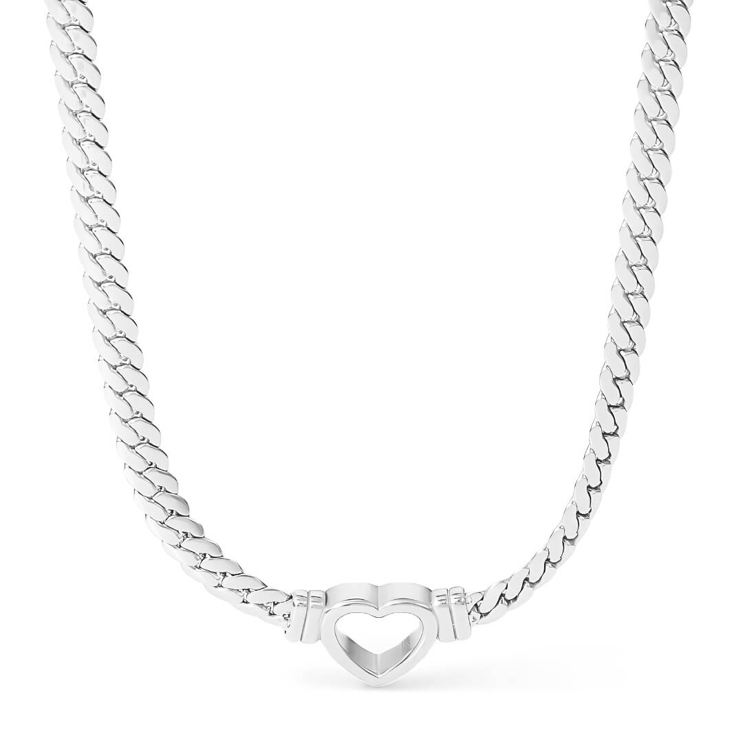 Heart with Chain Link Chunky Necklace | Vallria