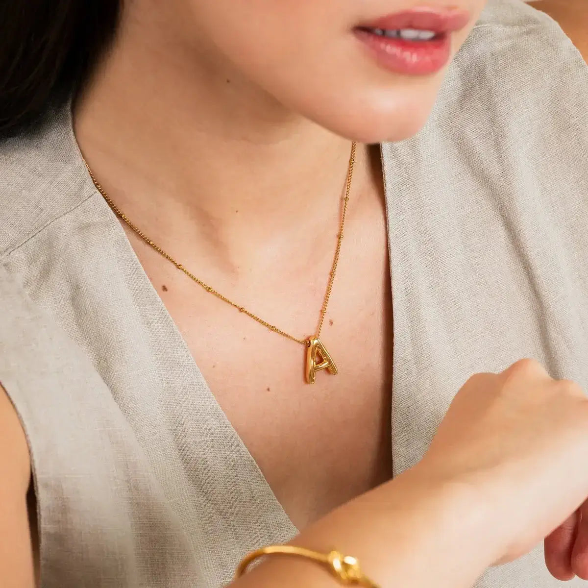 Letter Initial Bubble Necklace | Vallria